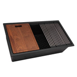 Ruvati 33-inch epiRock Workstation Charcoal Black Undermount Kitchen Sink, Composite, RVG2325CK