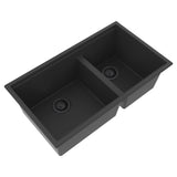 Alternative View of Ruvati 33-inch epiRock Workstation Charcoal Black Double Bowl Undermount Kitchen Sink, Composite, RVG2327CK