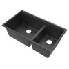 Ruvati 33-inch epiRock Workstation Charcoal Black Double Bowl Undermount Kitchen Sink, Composite, RVG2327CK