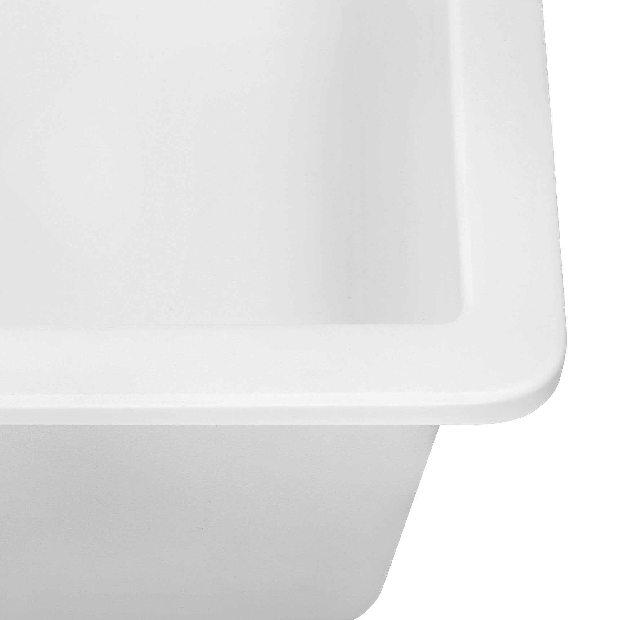 Ruvati epiGranite 33" Undermount Granite Composite Workstation Kitchen Sink, 60/40 Double Bowl, Arctic White Matte, RVG2347WH Product Image