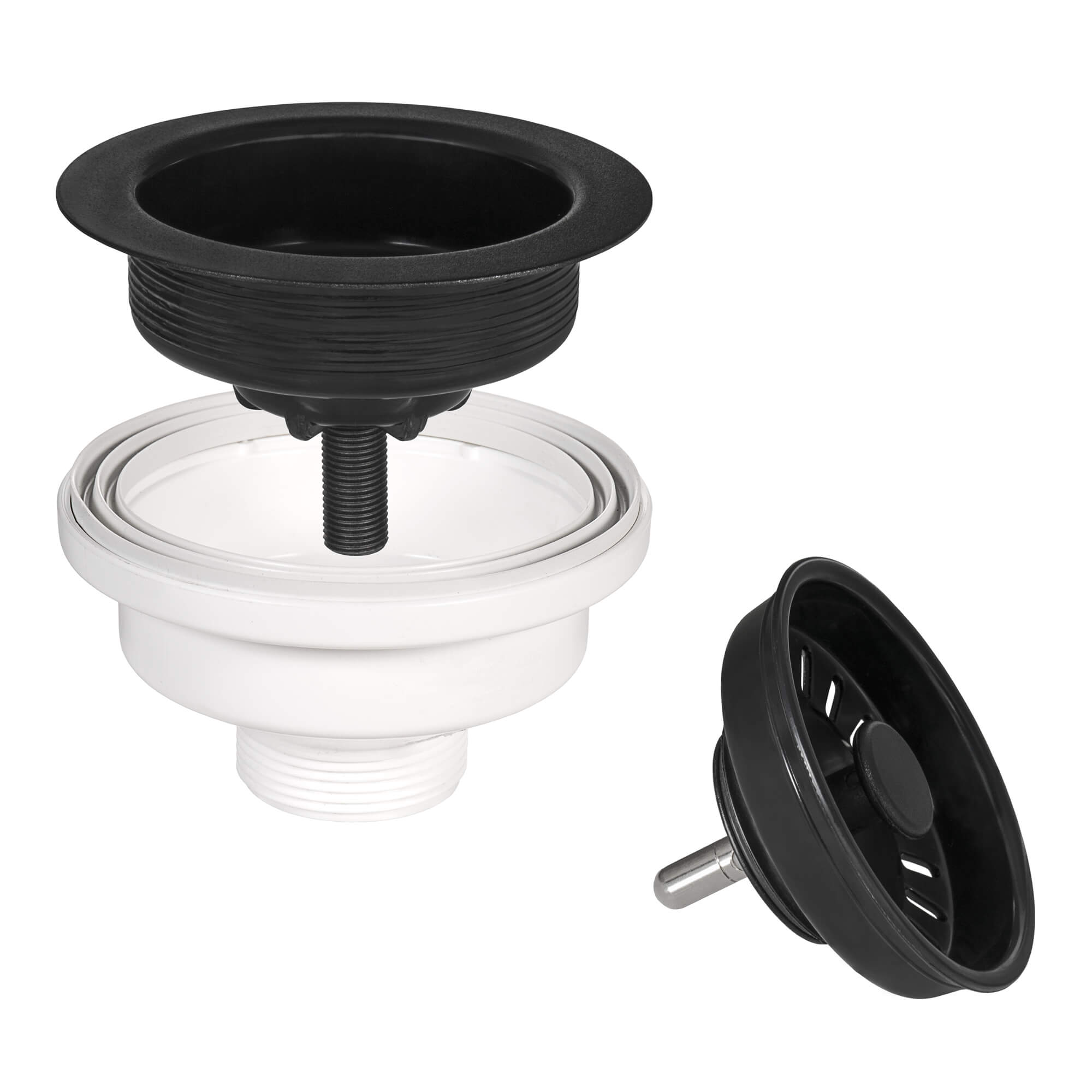 Alternative View of Ruvati epiGranite 33" Undermount Granite Composite Kitchen Sink, 50/50 Low Divide Double Bowl, Midnight Black, RVG2385BK