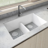 Main Image of Ruvati epiGranite 33" Undermount Granite Composite Kitchen Sink, 50/50 Low Divide Double Bowl, Arctic White, RVG2385WH