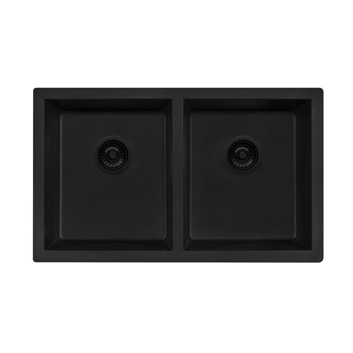 Ruvati epiGranite 32 x 19 inch Granite Composite Undermount Double Bowl Kitchen Sink, Midnight Black, RVG2388BK