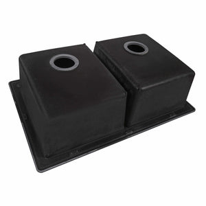 Alternate Image for Ruvati epiGranite 32 x 19 inch Granite Composite Undermount Double Bowl Kitchen Sink, Midnight Black, RVG2388BK