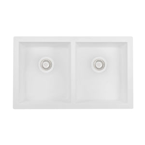 Alternate Image for Ruvati epiGranite 32 x 19 inch Granite Composite Undermount Double Bowl Kitchen Sink, Arctic White, RVG2388WH