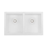 Ruvati epiGranite 32 x 19 inch Granite Composite Undermount Double Bowl Kitchen Sink, Arctic White, RVG2388WH