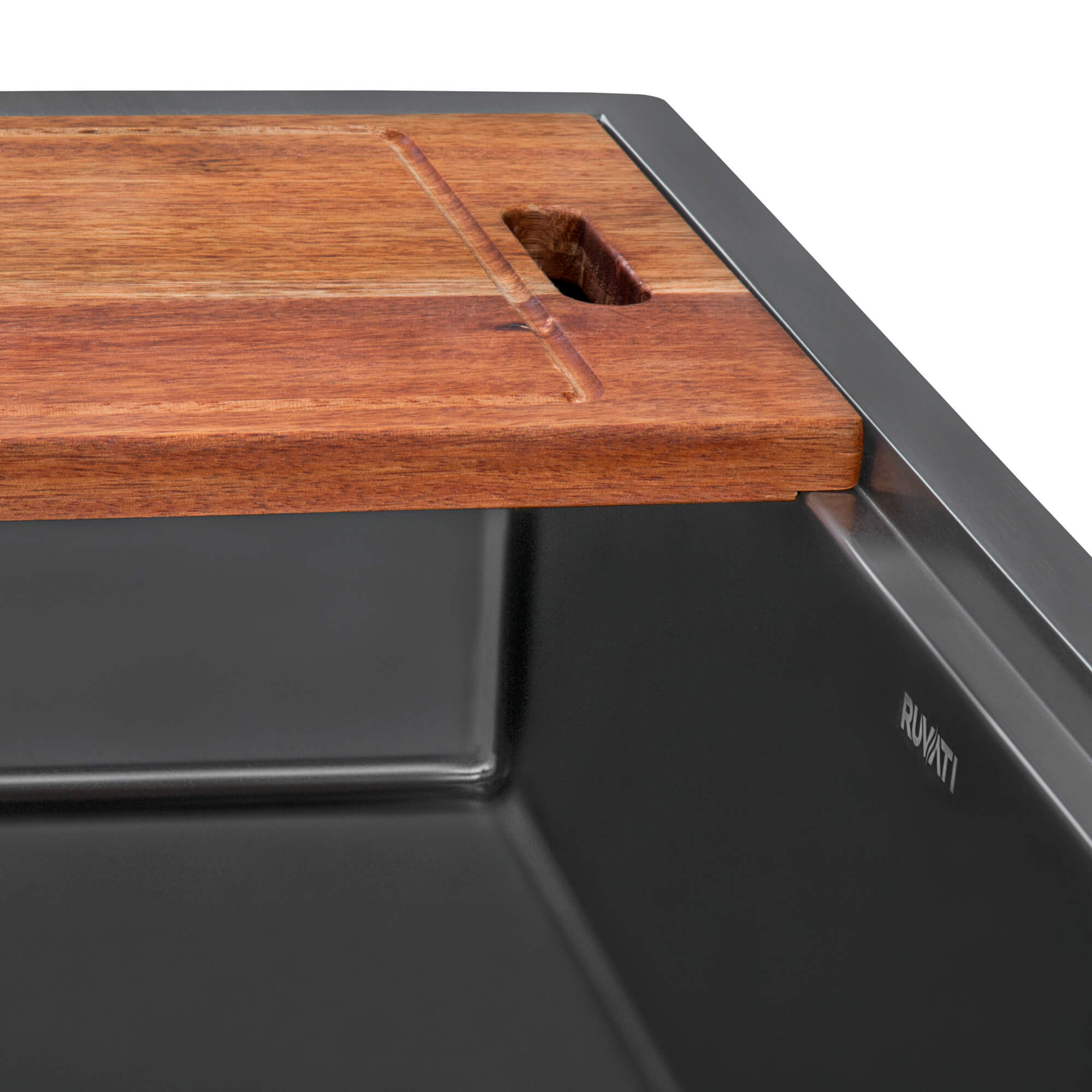 Alternative View of Ruvati Giana 33" Drop-in Topmount Stainless Steel Workstation Kitchen Sink, Gunmetal Matte Black, 16 Gauge, RVH5003BL