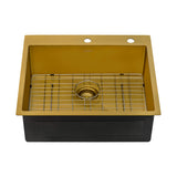 Alternative View of Ruvati Terraza 25" Drop-in Topmount Stainless Steel Kitchen Sink, Matte Gold Brass Tone, 16 Gauge, RVH5007GG