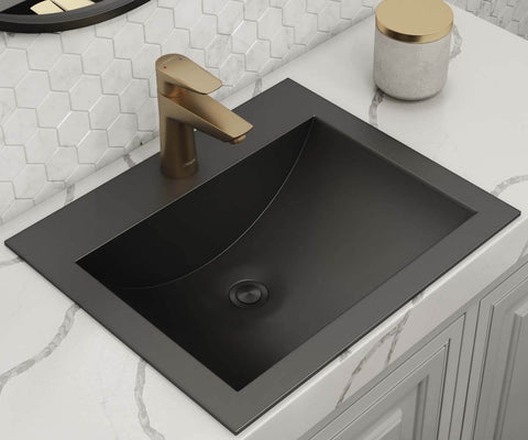 Main Image of Ruvati Ariaso 21" Rectangle Drop In Stainless Steel Bathroom Sink, Gunmetal Matte Black, 16 Gauge, RVH5110BL