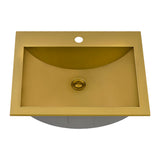 Alternative View of Ruvati Ariaso 21" Rectangle Drop In Stainless Steel Bathroom Sink, Brushed Gold Brass Tone, 16 Gauge, RVH5110GG