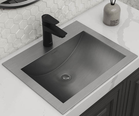 Main Image of Ruvati Ariaso 21" Rectangle Drop In Stainless Steel Bathroom Sink, 16 Gauge, RVH5110ST