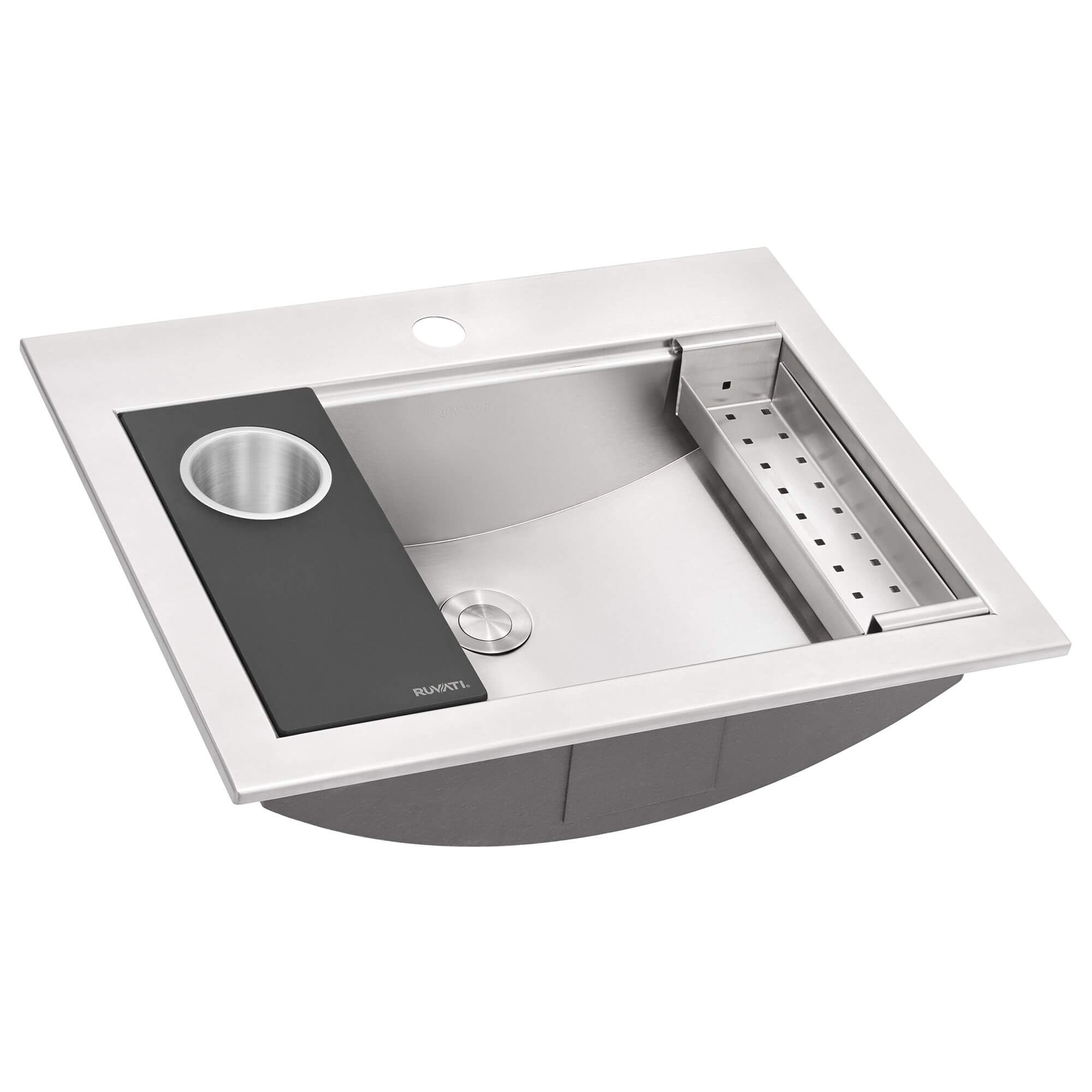 Ruvati Brenna 21" Rectangle Drop In Stainless Steel Workstation Bathroom Sink, RVH5521ST Product Image