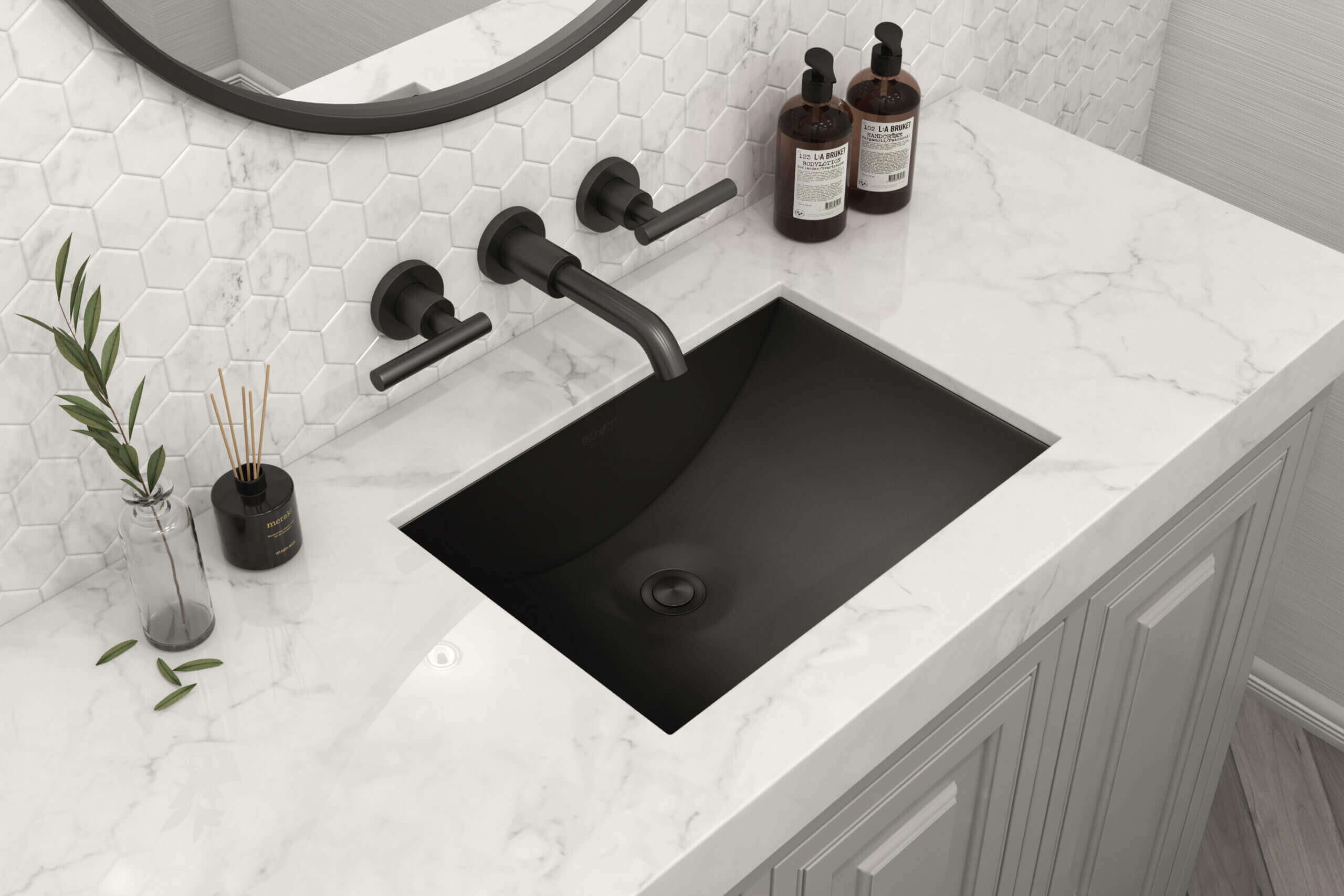 Alternative View of Ruvati Ariaso 16 x 13 inch Gunmetal Black Undermount Bathroom Sink Stainless Steel, 16, RVH6106BL