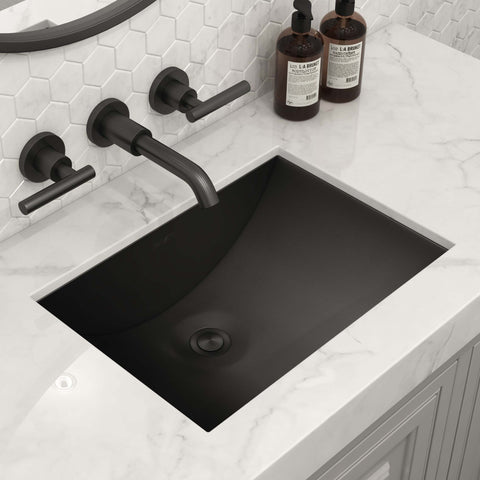 Main Image of Ruvati Ariaso 16 x 13 inch Gunmetal Black Undermount Bathroom Sink Stainless Steel, 16, RVH6106BL