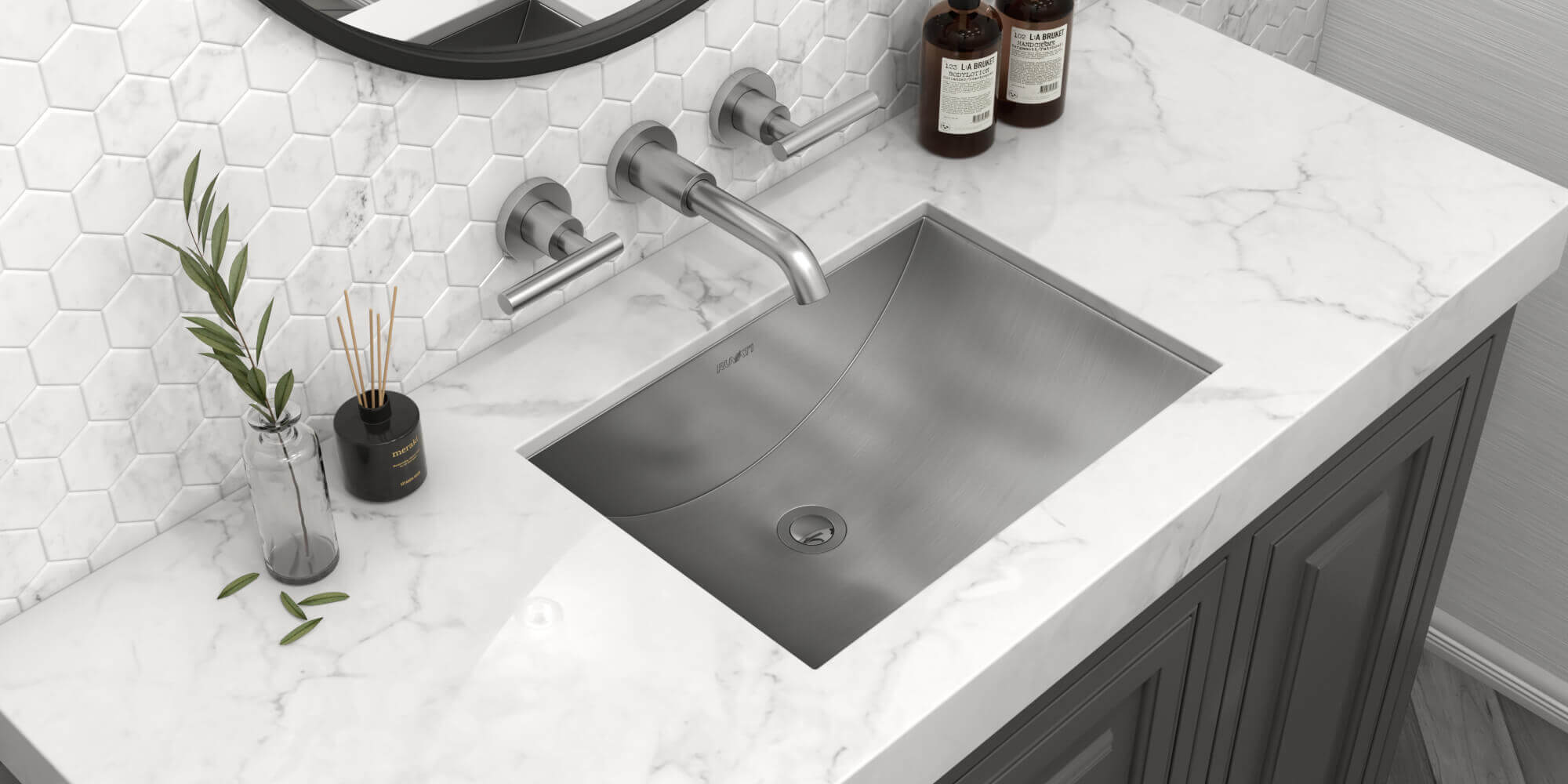 Alternative View of Ruvati Ariaso 16 x 13 inch Brushed Stainless Steel Rectangular Bathroom Sink Undermount, 16, RVH6106ST