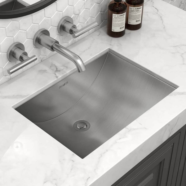 Ruvati Ariaso 16 x 13 inch Brushed Stainless Steel Rectangular Bathroom Sink Undermount, 16, RVH6106ST