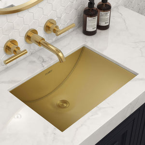 Alternate Image for Ruvati Ariaso 18" Rectangle Undermount Stainless Steel Bathroom Sink, Brushed Gold Brass Tone, 16 Gauge, RVH6107GG