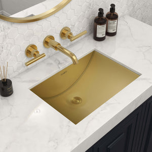 Alternate Image for Ruvati Ariaso 20" Rectangle Undermount Stainless Steel Bathroom Sink, Brushed Gold Brass Tone, 16 Gauge, RVH6110GG