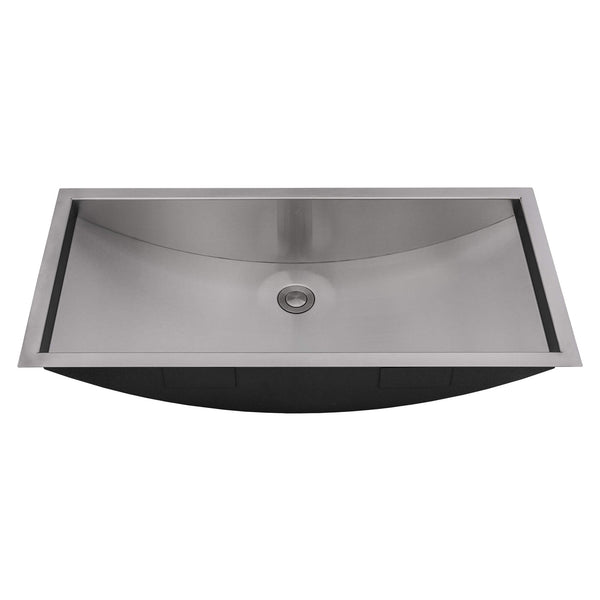 Ruvati Ariaso 30 x 14 inch Brushed Stainless Steel Rectangular Bathroom Sink Undermount, 16, RVH6120ST