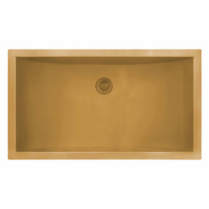 Alternate Image for Ruvati Ariaso 34 x 14 inch Brushed Gold Polished Brass Rectangular Bathroom Sink Undermount, Stainless Steel, 16, RVH6134GG