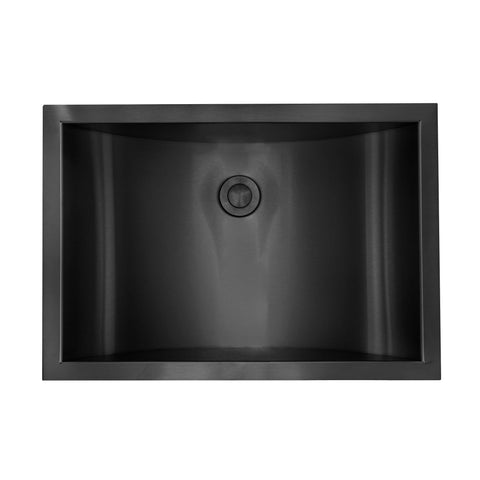 Main Image of Ruvati Ariaso 20 x 14 inch Gunmetal Black Stainless Steel Rectangular Bathroom Sink Semi-Recessed, 16, RVH6211BL