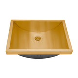 Ruvati Ariaso 20 x 14 inch Brushed Gold Polished Brass Rectangular Bathroom Sink Semi-Recessed, Stainless Steel, 16, RVH6211GG