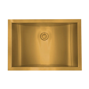 Alternate Image for Ruvati Ariaso 20 x 14 inch Brushed Gold Polished Brass Rectangular Bathroom Sink Semi-Recessed, Stainless Steel, 16, RVH6211GG