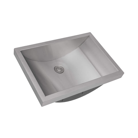 Ruvati Ariaso 20 x 14 inch Brushed Stainless Steel Rectangular Bathroom Sink Semi-Recessed- 16, RVH6211ST