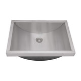 Ruvati Ariaso 20 x 14 inch Brushed Stainless Steel Rectangular Bathroom Sink Semi-Recessed- 16, RVH6211ST