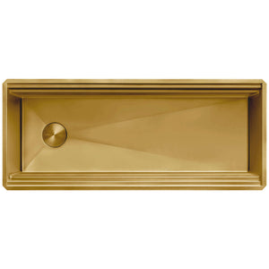 Alternate Image for Ruvati Dual-Tier Pro 45" Undermount Polished Brass Matte Gold, Stainless Steel Workstation Kitchen Sink, 16 Gauge, RVH6333GG