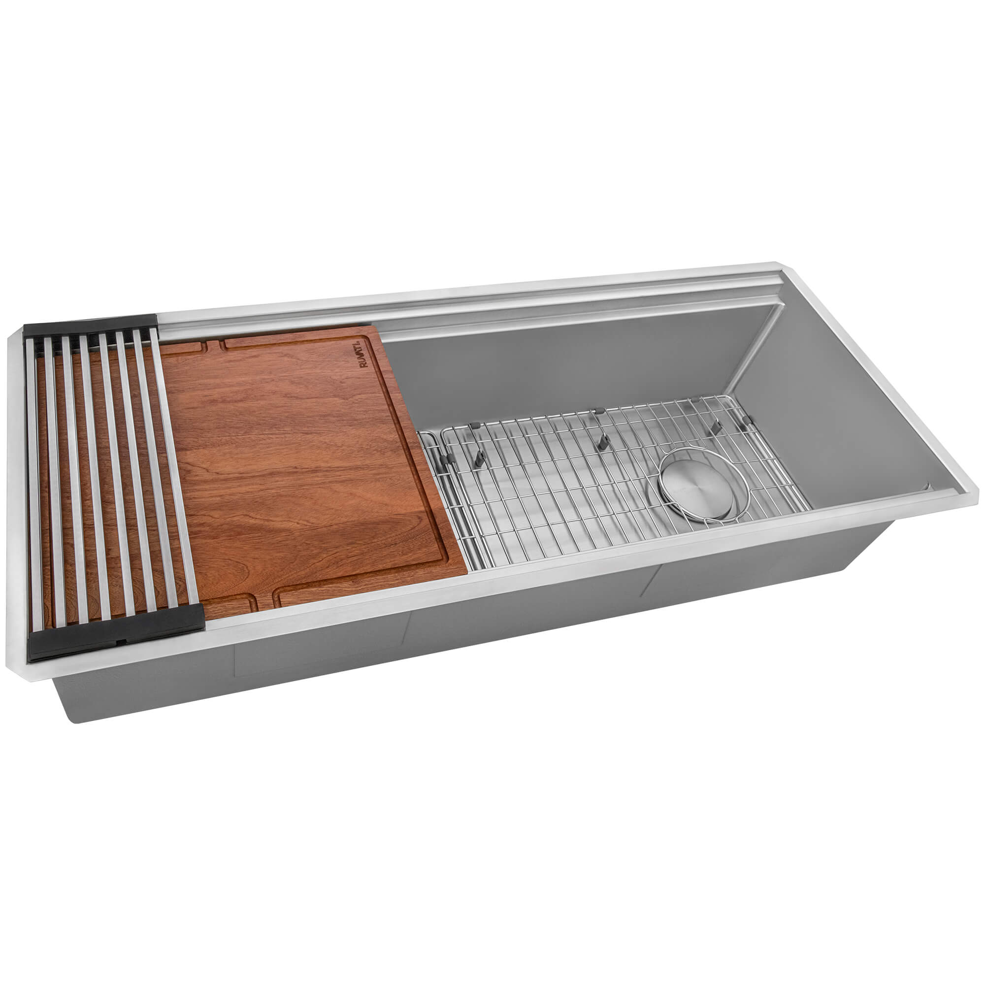 Alternative View of Ruvati Dual-Tier Pro 45-inch Workstation Two-Tiered Double Ledge Kitchen Sink Undermount 16 Gauge Stainless Steel, 16, RVH6333ST