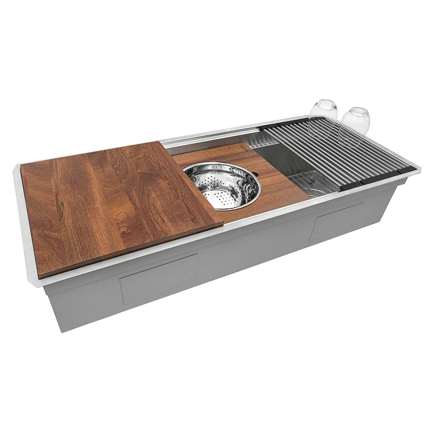Alternative View of Ruvati Dual-Tier Pro 45-inch Workstation Two-Tiered Double Ledge Kitchen Sink Undermount 16 Gauge Stainless Steel, 16, RVH6333ST