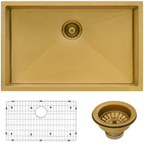 Alternative View of Ruvati Terraza 33" Undermount Stainless Steel Kitchen Sink, Brass Tone Matte Gold, 16 Gauge, RVH6433GG