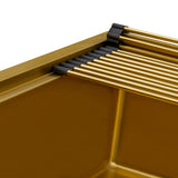 Ruvati Giana 30-inch Polished Brass Matte Gold Workstation Undermount Kitchen Sink Single Bowl, Stainless Steel, 16, Matte Gold Satin Brass, RVH6530GG