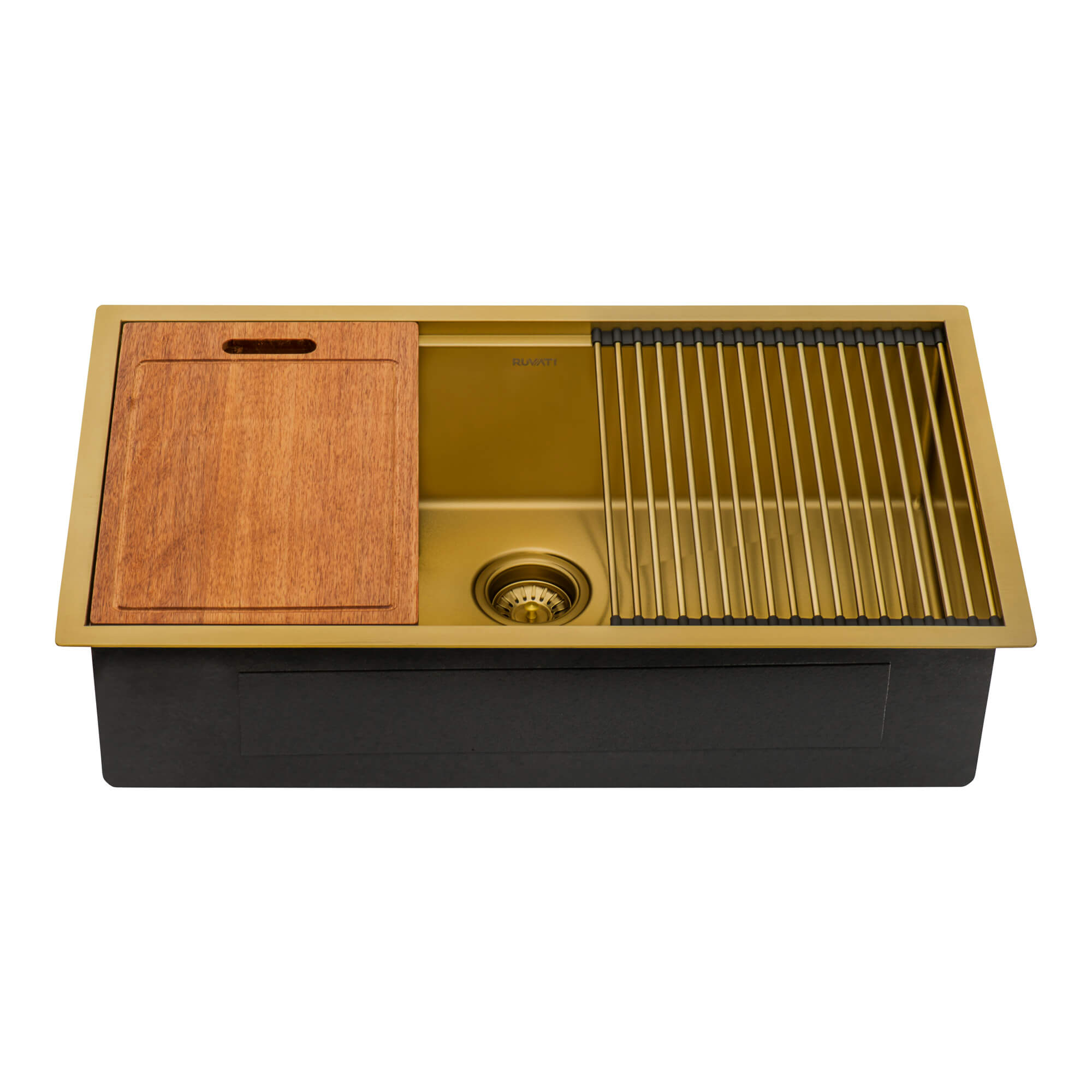 Alternative View of Ruvati Giana 33" Undermount Stainless Steel Workstation Kitchen Sink, Matte Gold Brass Tone, 16 Gauge, RVH6533GG