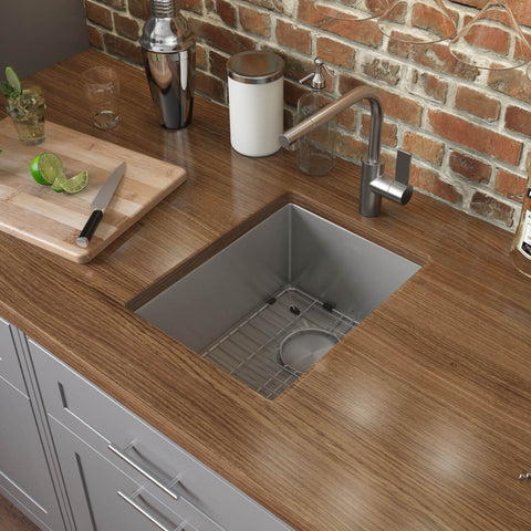 Main Image of Ruvati Gravena 10" Undermount Rectangle Stainless Steel Bar/Prep Sink, 16 Gauge, Round Corners, RVH7010