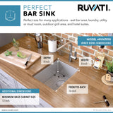 Alternative View of Ruvati Gravena 10" Undermount Rectangle Stainless Steel Bar/Prep Sink, 16 Gauge, Round Corners, RVH7010