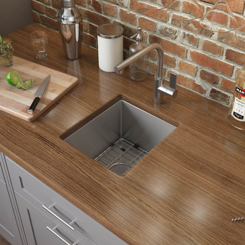 Main Image of Ruvati Gravena 13" Undermount Rectangle Stainless Steel Bar/Prep Sink, 16 Gauge, Round Corners, RVH7013