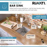 Alternative View of Ruvati Gravena 13" Undermount Rectangle Stainless Steel Bar/Prep Sink, 16 Gauge, Round Corners, RVH7013