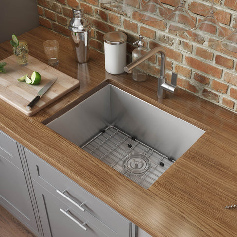 Main Image of Ruvati Nesta 23" Undermount Stainless Steel Kitchen Sink, 16 Gauge, Zero Radius, RVH7100