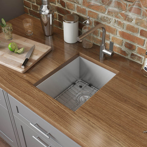 Main Image of Ruvati Nesta 14" Undermount Rectangle Stainless Steel Bar/Prep Sink, 16 Gauge, Zero Radius, RVH7110