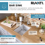 Alternative View of Ruvati Nesta 14" Undermount Rectangle Stainless Steel Bar/Prep Sink, 16 Gauge, Zero Radius, RVH7110