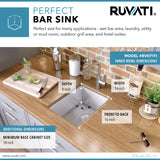 Alternative View of Ruvati Nesta 16" Undermount Rectangle Stainless Steel Bar/Prep Sink, 16 Gauge, Zero Radius, RVH7111