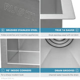 Alternative View of Ruvati Nesta 13" Undermount Rectangle Stainless Steel Bar/Prep Sink, 16 Gauge, Zero Radius, RVH7113