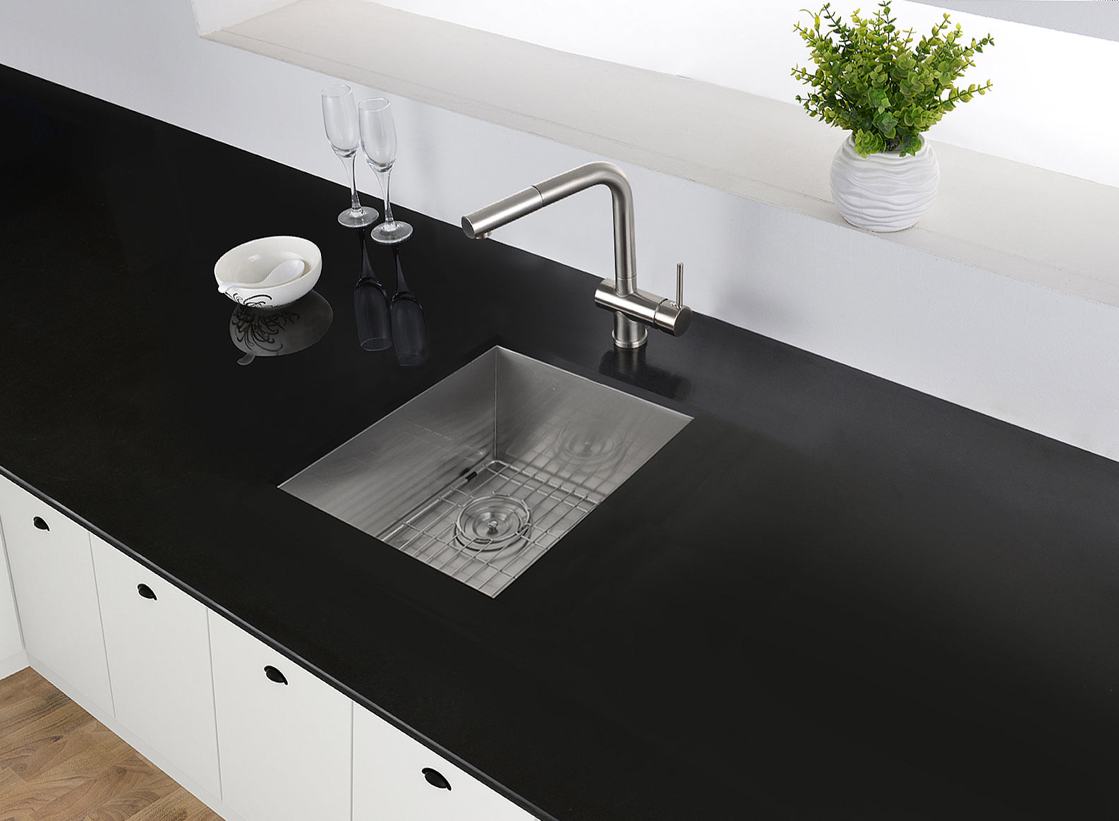 Alternative View of Ruvati Nesta 15" Undermount Square Stainless Steel Bar/Prep Sink, 16 Gauge, Zero Radius, RVH7115