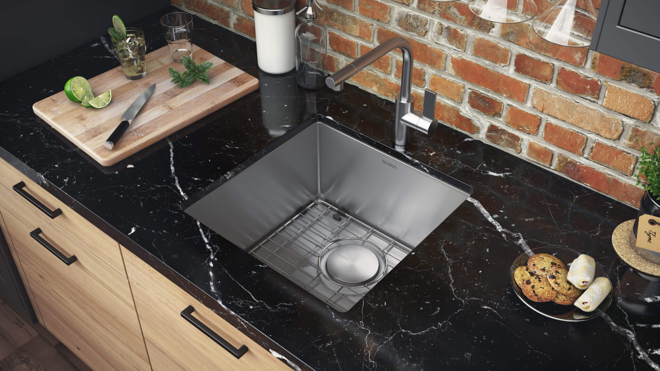 Alternative View of Ruvati Gravena 18" Undermount Square Stainless Steel Bar/Prep Sink, 16 Gauge, Round Corners, RVH7118