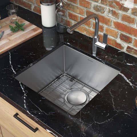 Main Image of Ruvati Gravena 18" Undermount Square Stainless Steel Bar/Prep Sink, 16 Gauge, Round Corners, RVH7118