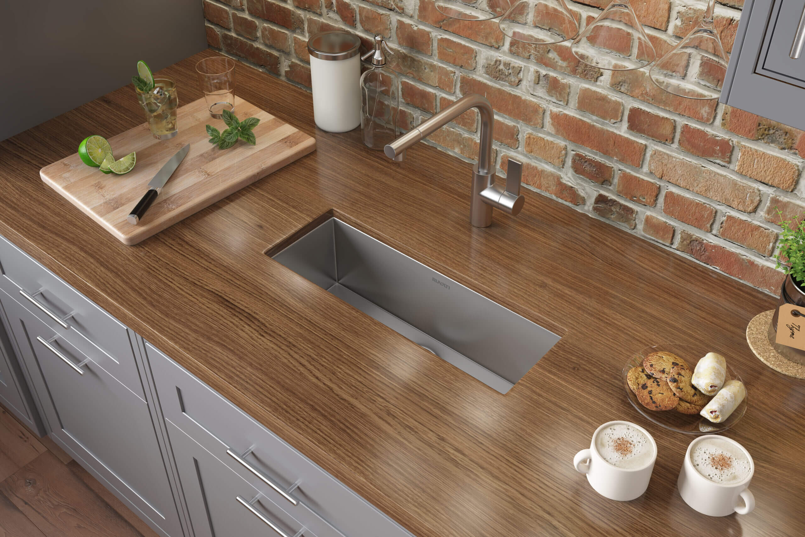 Alternative View of Ruvati Nesta 23" Narrow Trough Undermount Rectangle Stainless Steel Bar/Prep Sink, 16 Gauge, RVH7120