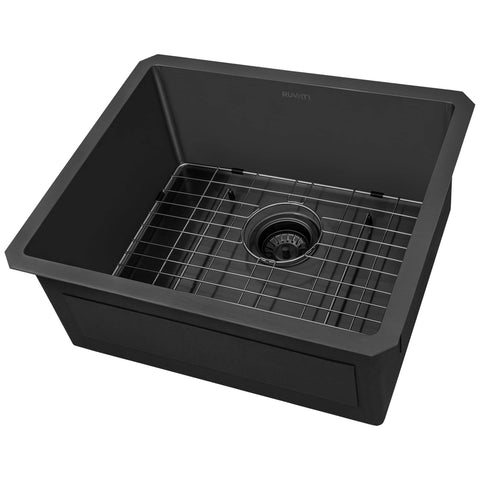 Main Image of Ruvati Terraza 21-inch Gunmetal Black Stainless Steel Undermount Bar Prep Kitchen Sink, 16, RVH7121BL