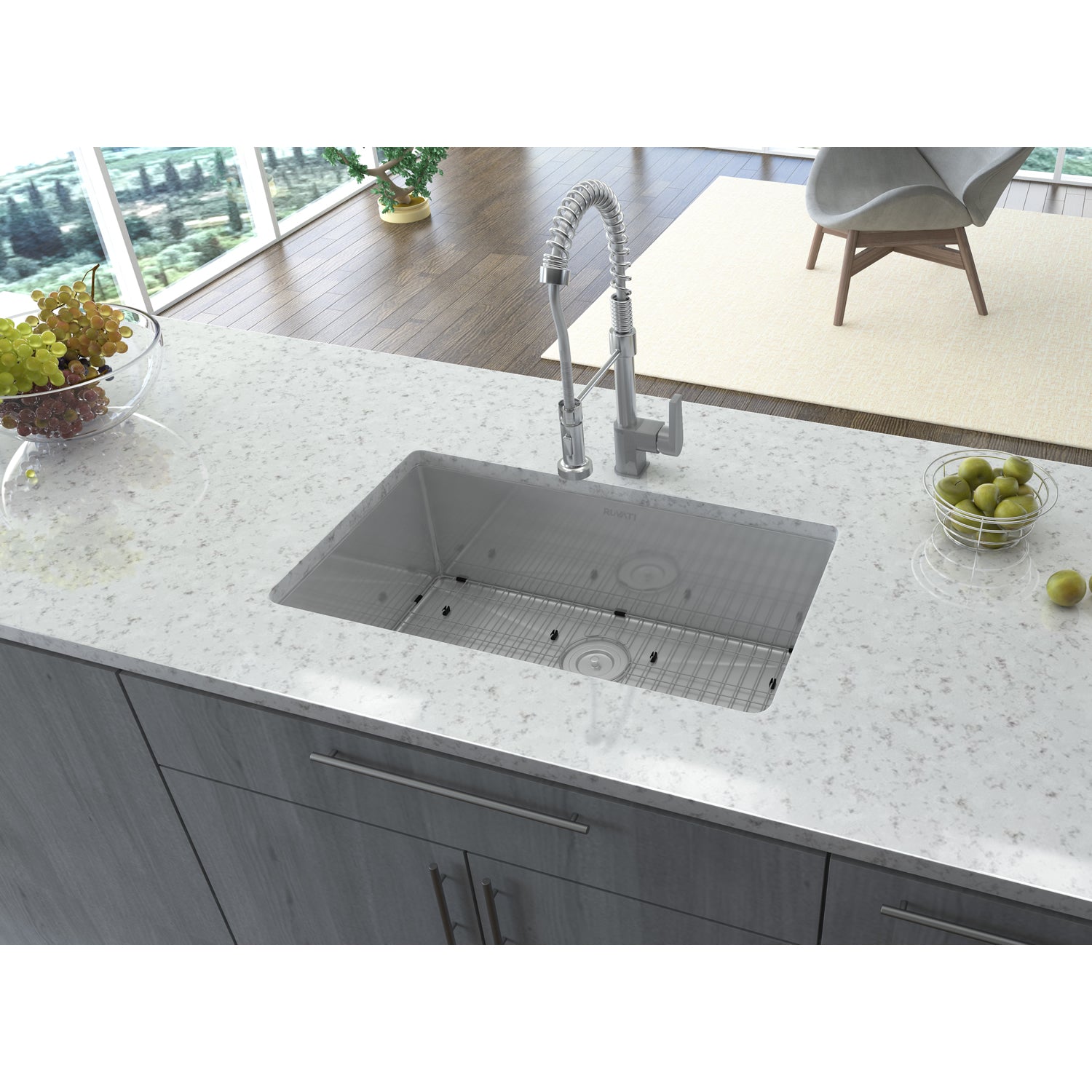 Alternative View of Ruvati Gravena 26" Undermount Stainless Steel Kitchen Sink, 16 Gauge, Rounded Corners, RVH7126